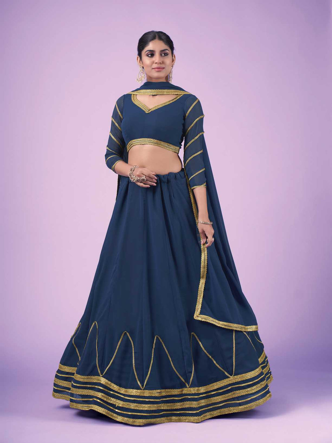 Blue Wedding and Festival Semi Stitched Lehenga Choli