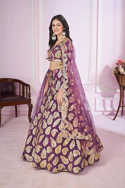 Georgette Lehenga Choli with Sequins & Zari Embroidery
