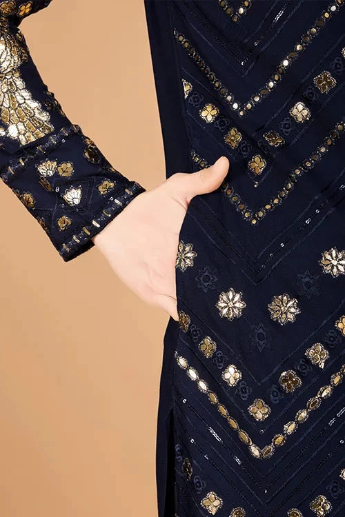 Navy Designer Rayon Kurta for Men  Stylish & Elegant