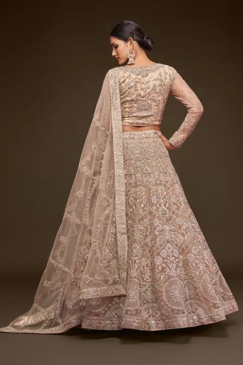 Royal Beige Marriage Lehenga Choli with Dupatta