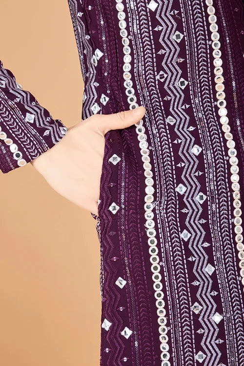 Purple Traditional Look Ethnic Wear Kurta for Men