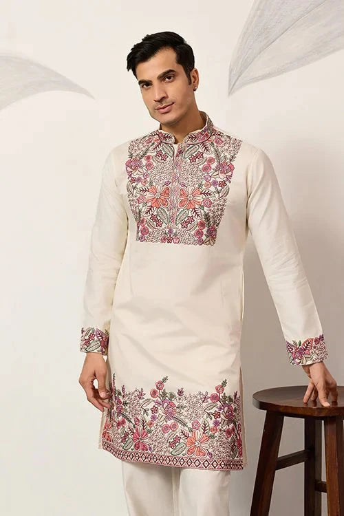 Traditional White Designer Kurta Pant Set for Mens Wear
