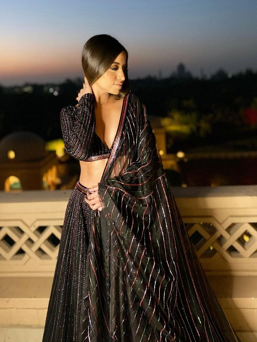 Black Color Sequins Embroidery Work Georgette Party Wear Lehenga Choli