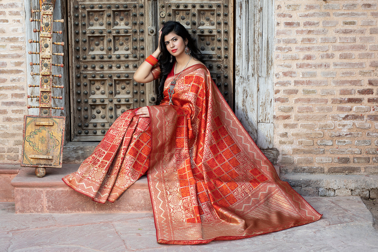 Engaging Red Woven Banarasi Silk Bridal Saree