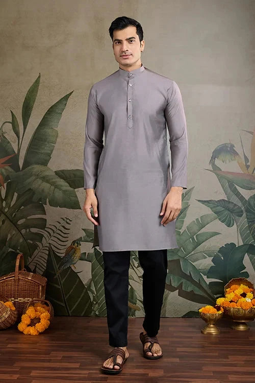 Designer and Stylish Grey Men's Kurta Koti Set for Men
