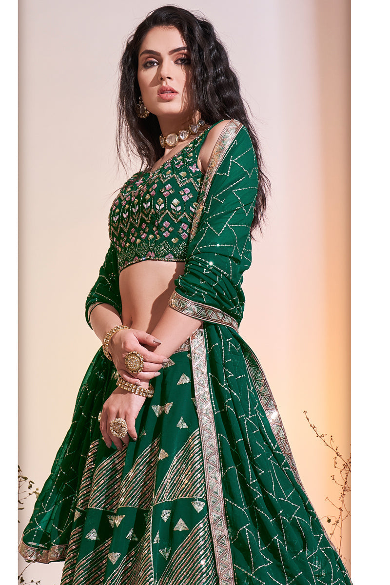Radiant Georgette Readymade Sequins Designs Lehenga