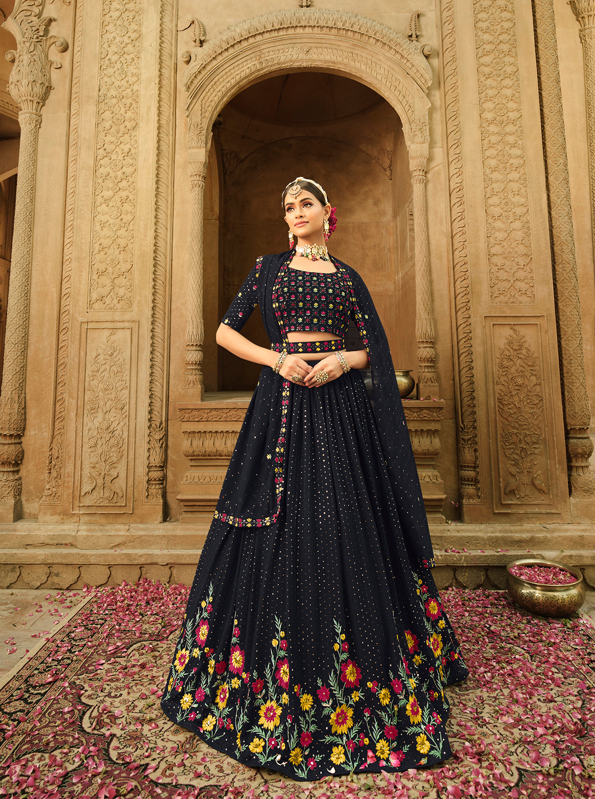 Exclusive Blue Color Thread Sequence Lehenga Choli