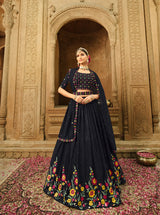 Exclusive Blue Color Thread Sequence Lehenga Choli