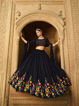 Exclusive Blue Color Thread Sequence Lehenga Choli