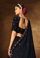 Exclusive Blue Color Thread Sequence Lehenga Choli