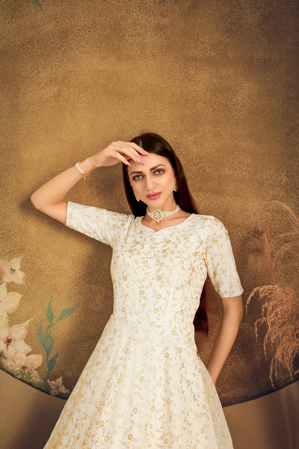 Exclusive Designer Net Gown For Women Floral Bride Gown Indian Wedding Reception Gown Bridal Dress Indian Suit Floral Anarkali White Gown