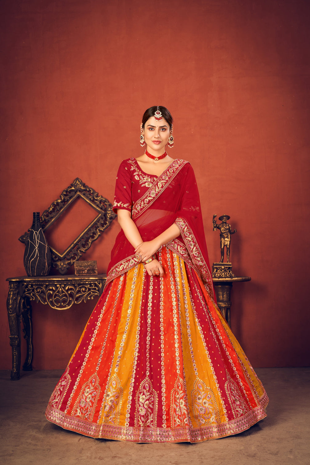 Exclusive Silk Lehenga Choli-Sequence Work Lehenga Choli-Net Dupatta With Lehenga Choli For Women