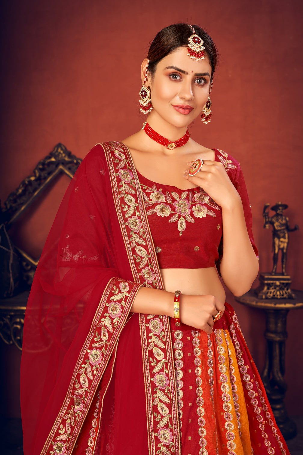 Exclusive Silk Lehenga Choli-Sequence Work Lehenga Choli-Net Dupatta With Lehenga Choli For Women