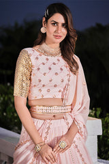 Exclusive Designer Pink Georgette Embroidered Work Lehenga Choli Collection