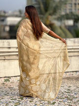 Pure Oris Silk Saree with Lotus Embroidery And Cutwork Border  Designer Silk Saree for Wedding And Festive Wear