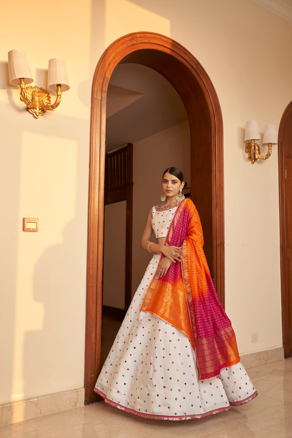 Fabulous White Sequins Embroidered Silk Party Wear Lehenga Choli