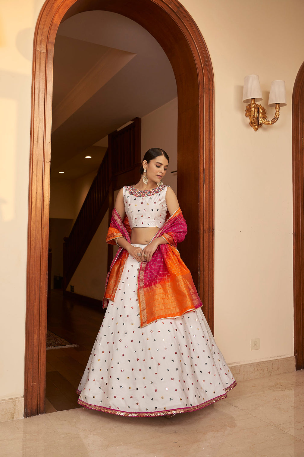 Fabulous White Sequins Embroidered Silk Party Wear Lehenga Choli