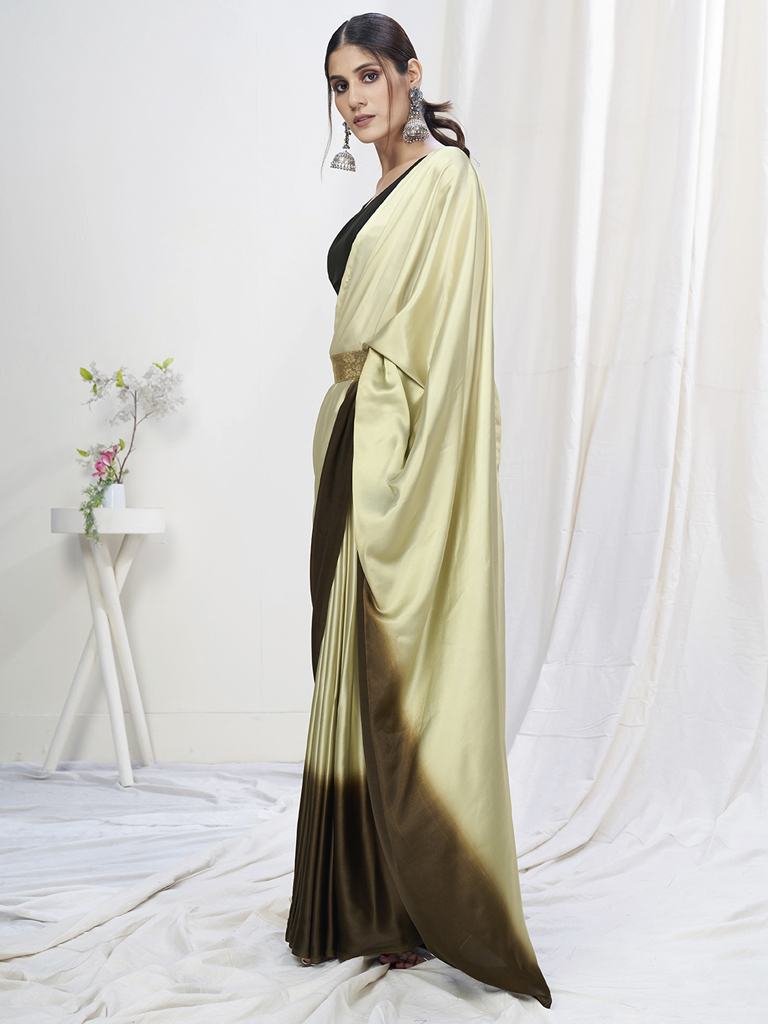 Fancy Green Ready to Wear One Minute Lycra Saree