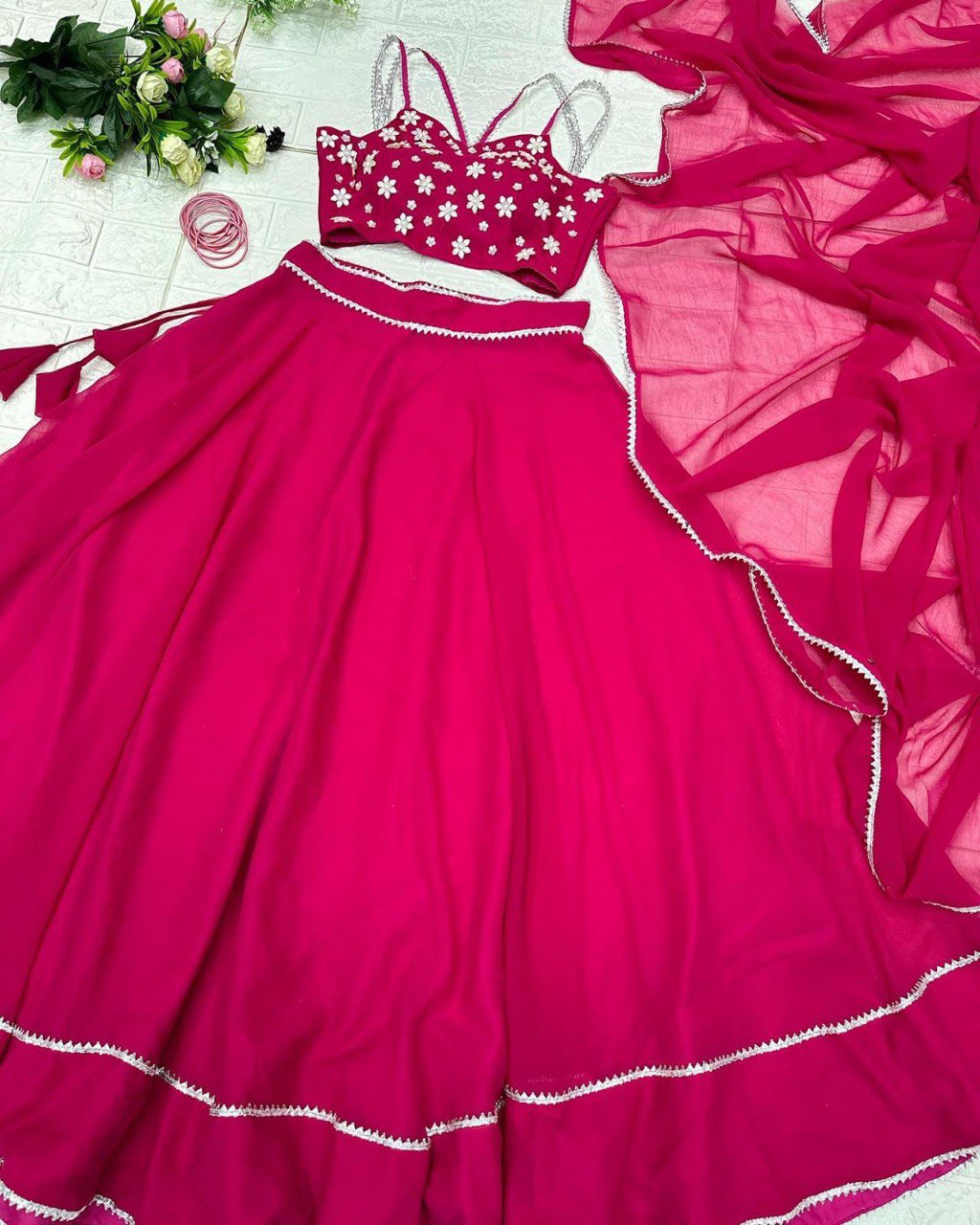 Fashionable Pink Color Lehenga Choli