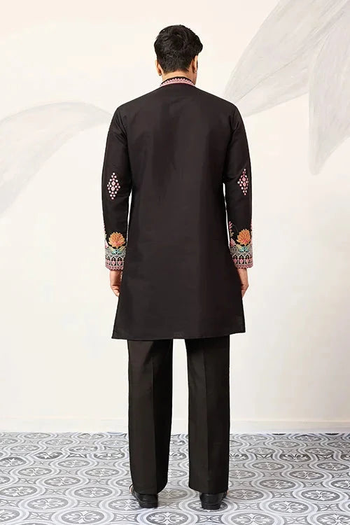 Ethnic Speical Classic Black Embroidered Kurta for Mens