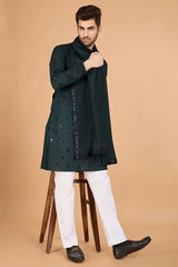 Designer Green Viscose Silk Kurta for Men