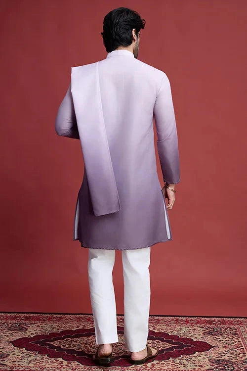 Stylish Mirror Work Rayon Men's Kurta Set