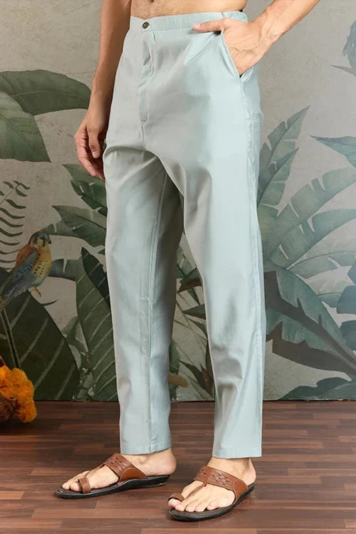 Traditional Sky Blue Embroidered Kurta Pajama Set