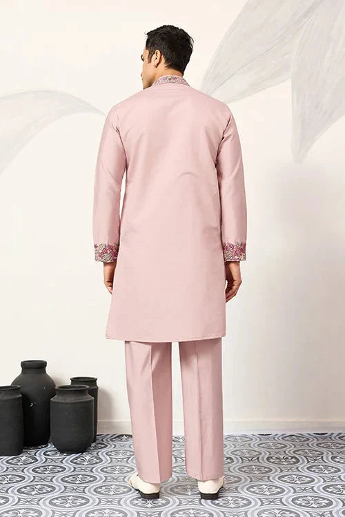Stylish Dusty Pink Kurta Pant Set for Festive Occasions