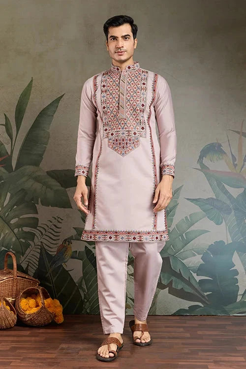 Dusty Pink Ethnic Mens Kurta Pajama for Functions