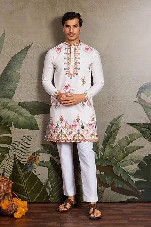 Classy Look Festive Occasion White Kurta for Mens