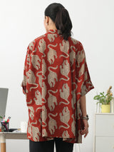 Gerua Power Move Red Quirky Print Cotton Blend Shirt