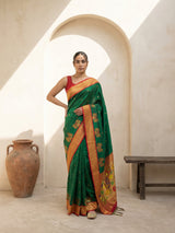 Premium Soft Silk Paithani Saree with Polka Motifs, Peacock Border and Traditional Pallu