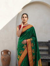 Premium Soft Silk Paithani Saree with Polka Motifs, Peacock Border and Traditional Pallu