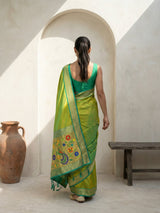 Premium Soft Silk Paithani Saree with Polka Motifs, Peacock Border and Traditional Pallu