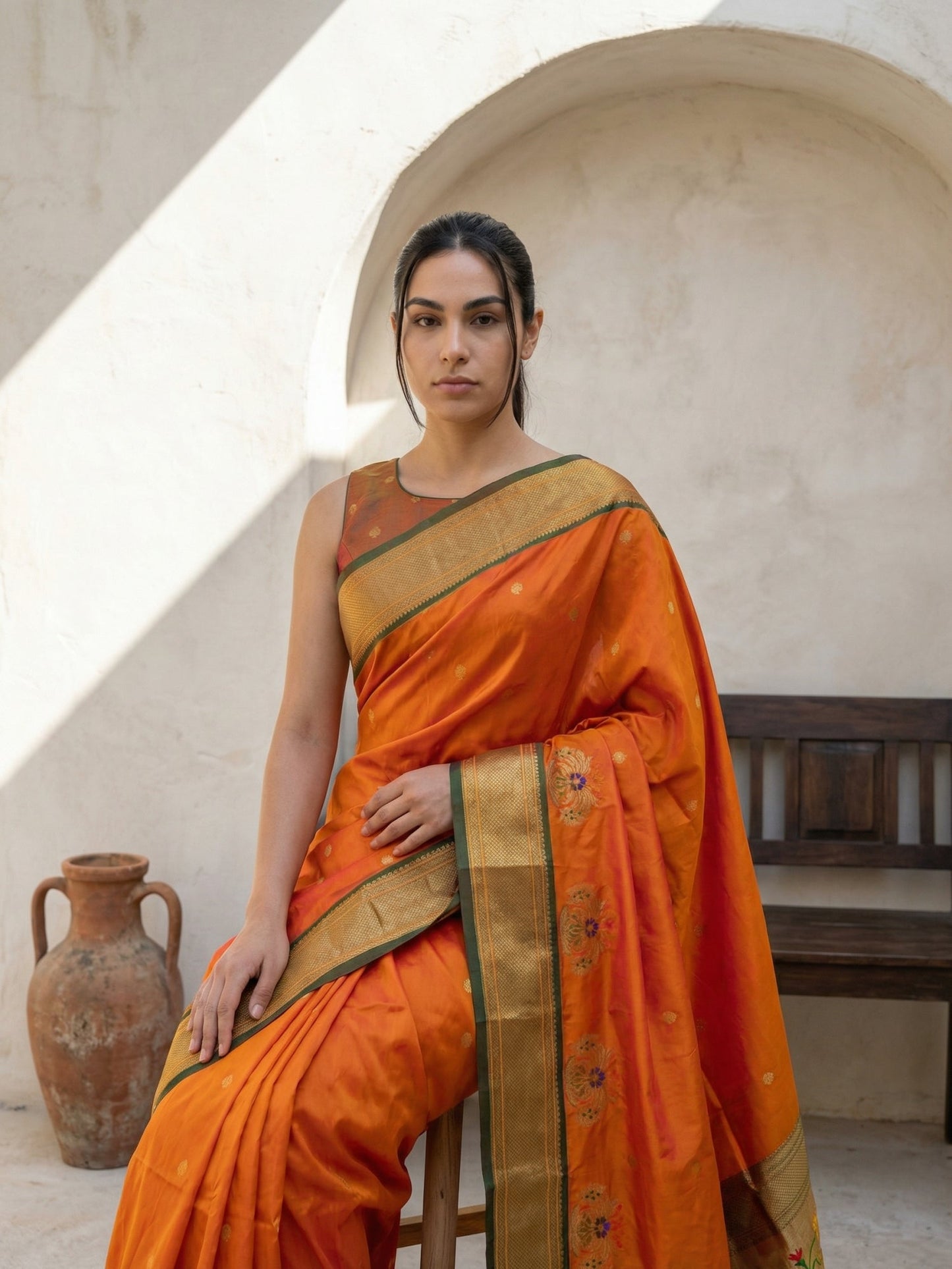 Premium Soft Silk Paithani Saree with Polka Motifs, Peacock Border and Traditional Pallu