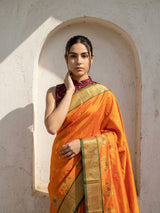 Premium Soft Silk Paithani Saree with Polka Motifs, Peacock Border and Traditional Pallu
