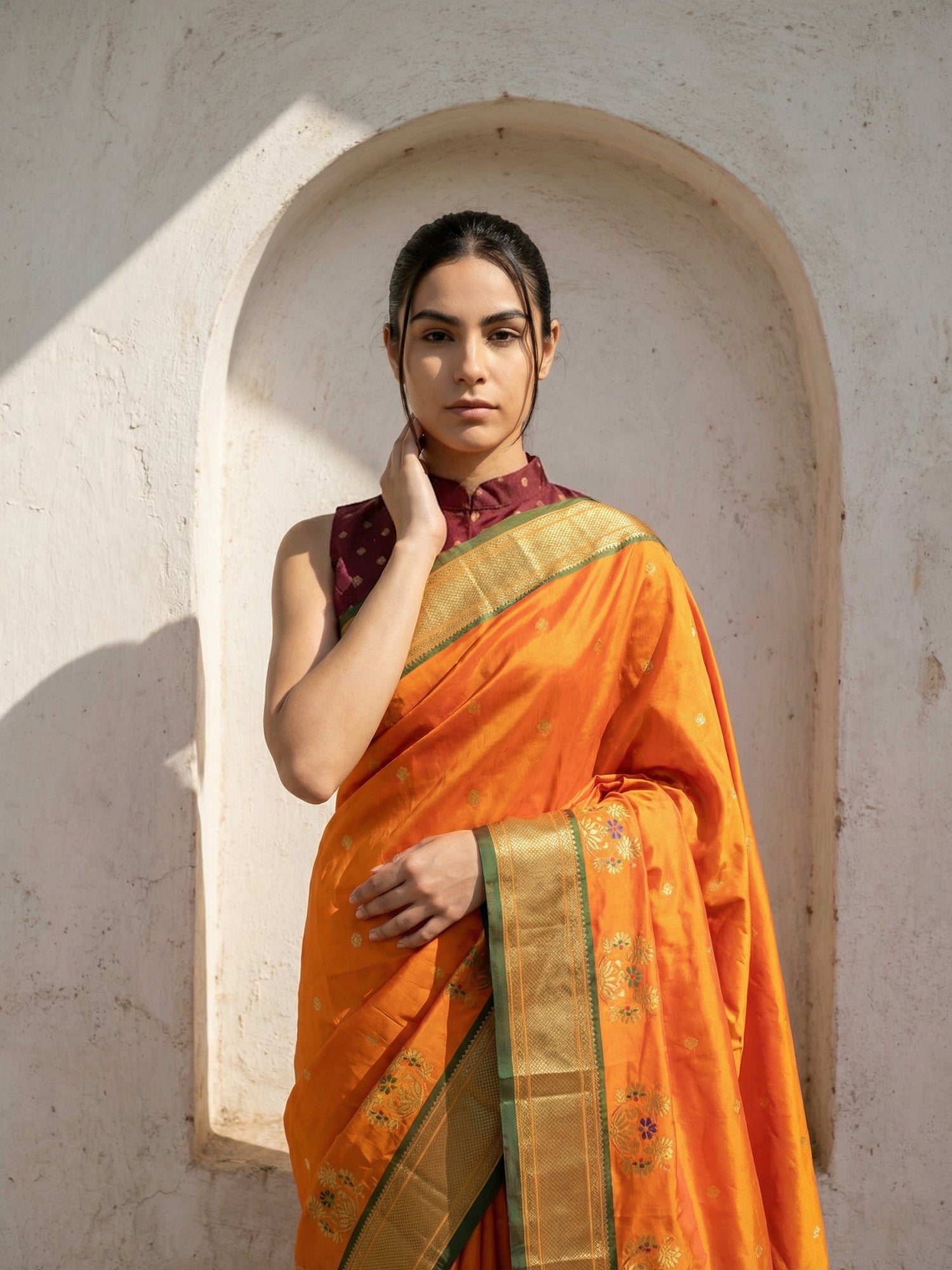 Premium Soft Silk Paithani Saree with Polka Motifs, Peacock Border and Traditional Pallu