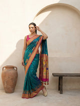Premium Soft Silk Paithani Saree with Polka Motifs, Peacock Border and Traditional Pallu