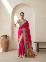 Premium Soft Silk Paithani Saree with Polka Motifs, Peacock Border and Traditional Pallu