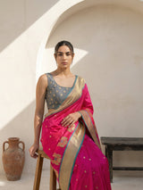 Premium Soft Silk Paithani Saree with Polka Motifs, Peacock Border and Traditional Pallu