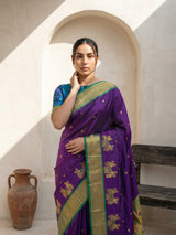 Premium Soft Silk Paithani Saree with Polka Motifs, Peacock Border and Traditional Pallu