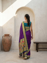 Premium Soft Silk Paithani Saree with Polka Motifs, Peacock Border and Traditional Pallu