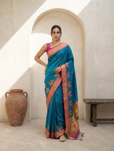 Premium Soft Silk Paithani Saree with Polka Motifs, Peacock Border and Traditional Pallu