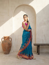 Premium Soft Silk Paithani Saree with Polka Motifs, Peacock Border and Traditional Pallu
