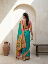 Premium Soft Silk Paithani Saree with Polka Motifs, Peacock Border and Traditional Pallu