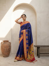 Premium Soft Silk Paithani Saree with Polka Motifs, Peacock Border and Traditional Pallu