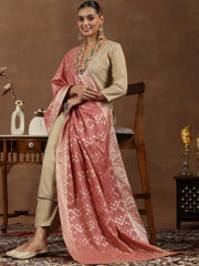 Mameraa Beige Yoke Design Straight Suit With Dupatta - Mameraa