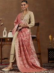 Mameraa Beige Yoke Design Straight Suit With Dupatta