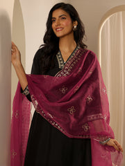 Mameraa Black Solid Straight Suit Set With Dupatta - Mameraa