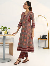 Gerua Green Ethnic Motifs Printed Cotton Blend A-Line Suit Set With Dupatta
